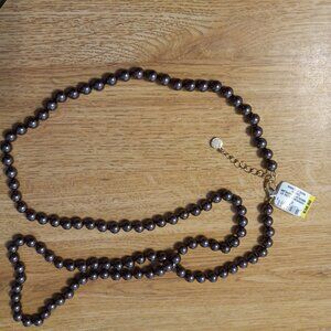 AUTHENTIC Sign Charter Club Dark Knotted  Pearl Very Long Necklace 40" NEW w TAG